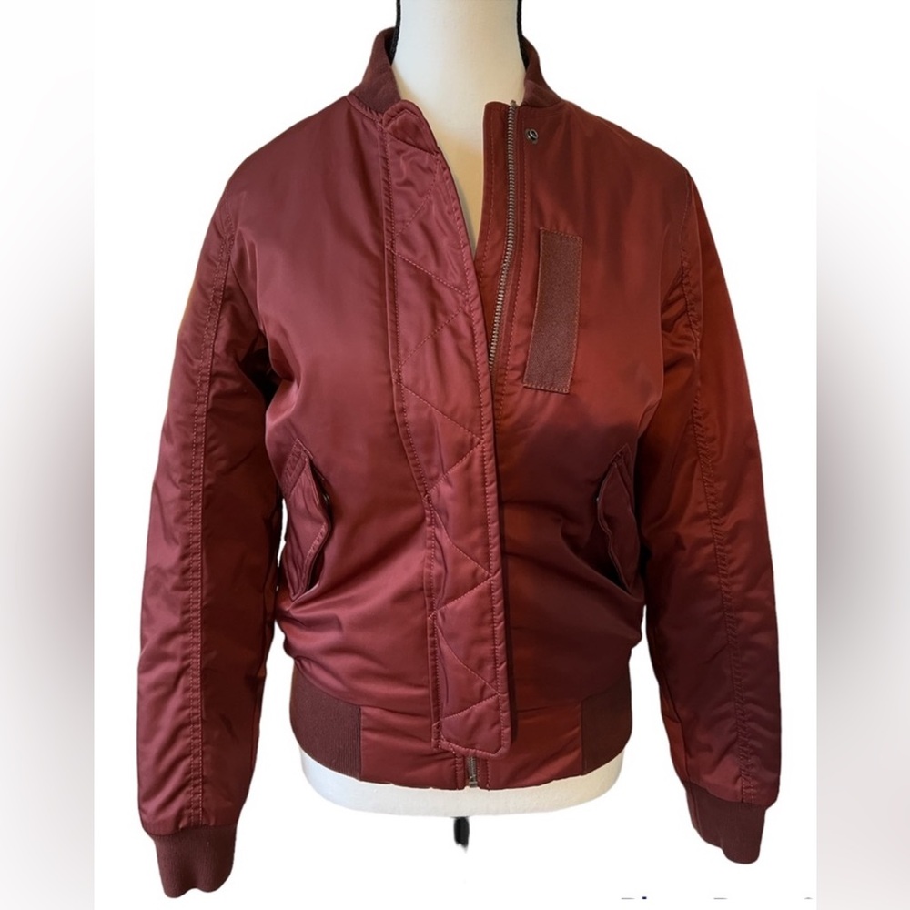 Abercrombie & Fitch Burgandy Water Resistant Bomber Jacket